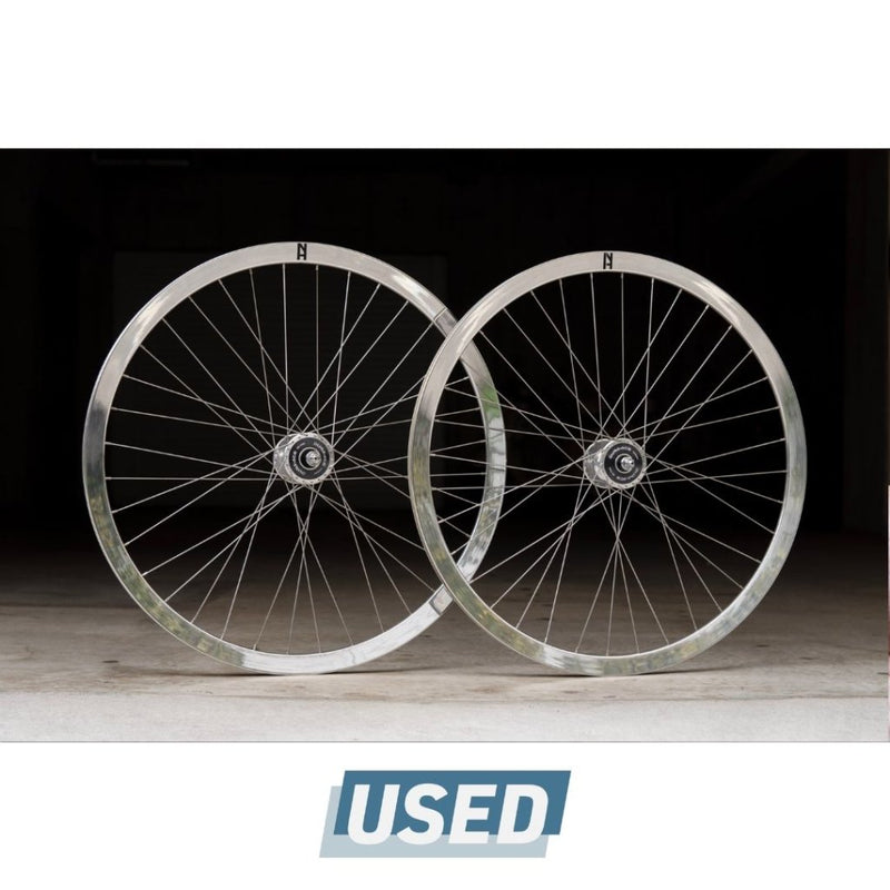 H PLUS SON SV-30 (CHROME) × DURA-ACE TRACK HUB Custom Wheel F/R Set 【USED】